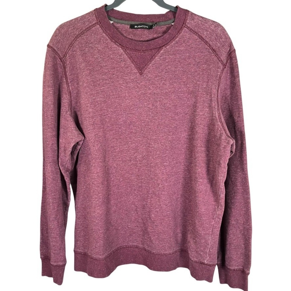 Bugatchi Mens Burgundy Crew Neck Long Sleeve Cotton Pullover Sweater Large‎